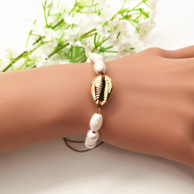 JCYMONG роскошное женское ожерелье с искусственным жемчугом золотого и серебряного цвета, металлические браслеты в виде ракушки, модные свадебные ювелирные изделия в стиле бохо