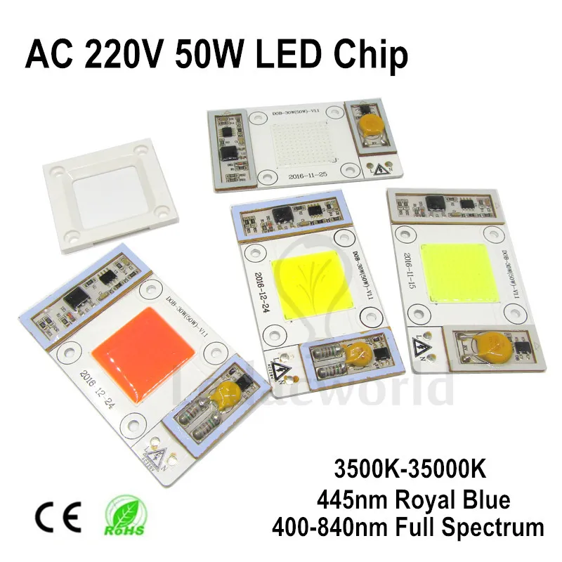 Beste AC 110 v AC220V 50 w COB LED Lampen Chip Voor Planten Groeien Licht Volledige Spectrum 400nm 840nm, 3000 k 35000 k Warm Wit Koud Wit