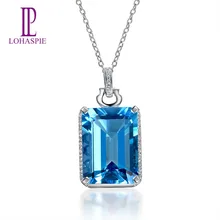 LP бриллиантовое ювелирное изделие, 14 к, белое золото, 13.25ct, натуральный голубой топаз, драгоценный камень, кулон, ювелирное изделие для женщин, подарок