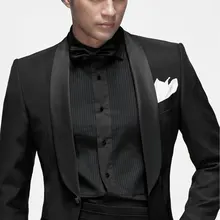 Шаль воротник черный одна кнопка смокинги новое поступление модные мужские костюмы высокое качество 4 шт.(jacketpantbowtiepobchifs) на заказ