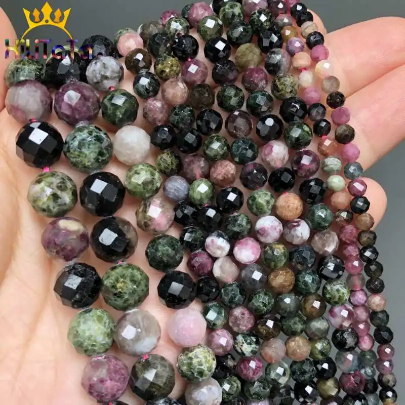 Бусины из натурального камня ААА граненые цветные турмалиновые драгоценные