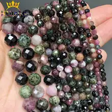 AAA – perles en pierre naturelle Tourmaline colorée à facettes, pour la fabrication de bijoux, Bracelet et collier, bricolage, 15 ''4/6/8/10mm