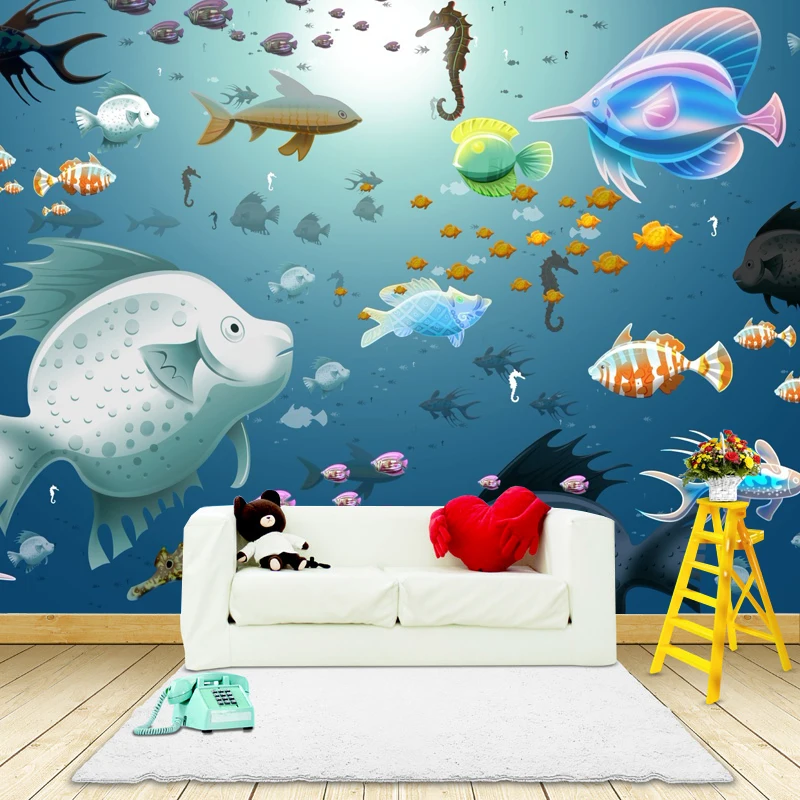 Us 116 10 Di Scontofoto Carta Da Parati 3d Vista Mare Pittura Murale Camera Dei Bambini Camera Da Letto Acquario Di Scuola Scuola Materna