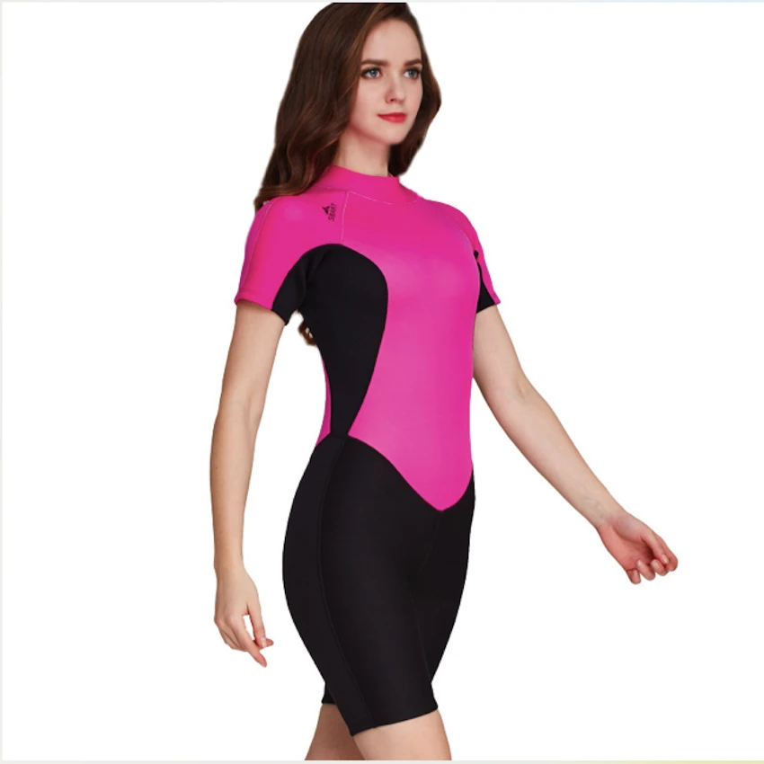 Sbart Womens Professional 2mm Keep Warm One piece Diving Wetsuit Rubber Swimwear Short Sleeve