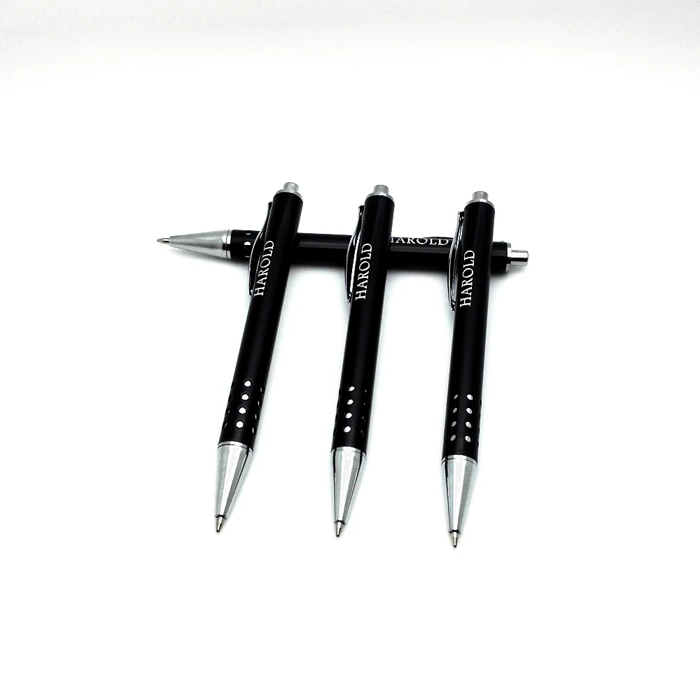 

ball point pen Metal design elegant laser pen you can customize your logo on the pen pressed open with writing soomth