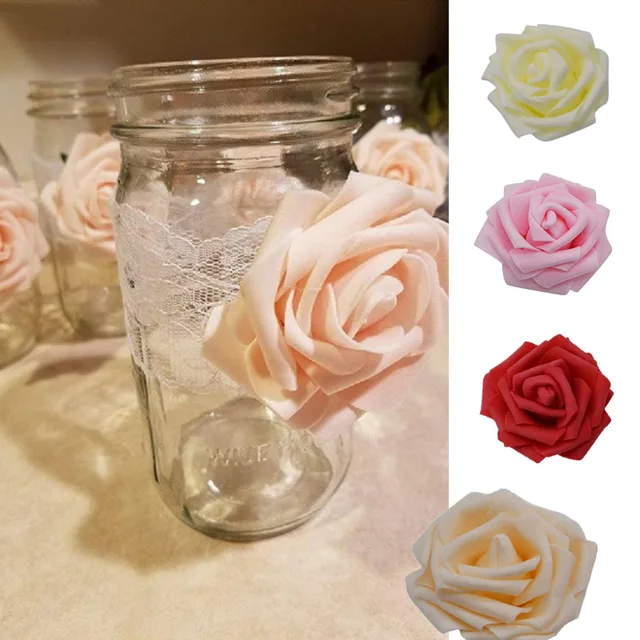 30 pz Artificiale 8 cm PE della Gomma Piuma della Rosa Teste di Fiore di Nozze B 30 pz Artificiale 8 cm PE della Gomma Piuma della Rosa Teste di Fiore di Nozze B