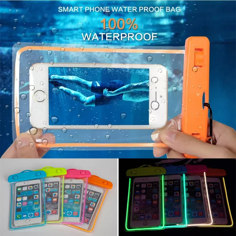 

Waterproof Bag With Luminous Underwater Pouch Phone Case For iphon 6 6s 7 Plus For Samsung S6 S7 S8 For Huawei P10 For Xiaomi 6
