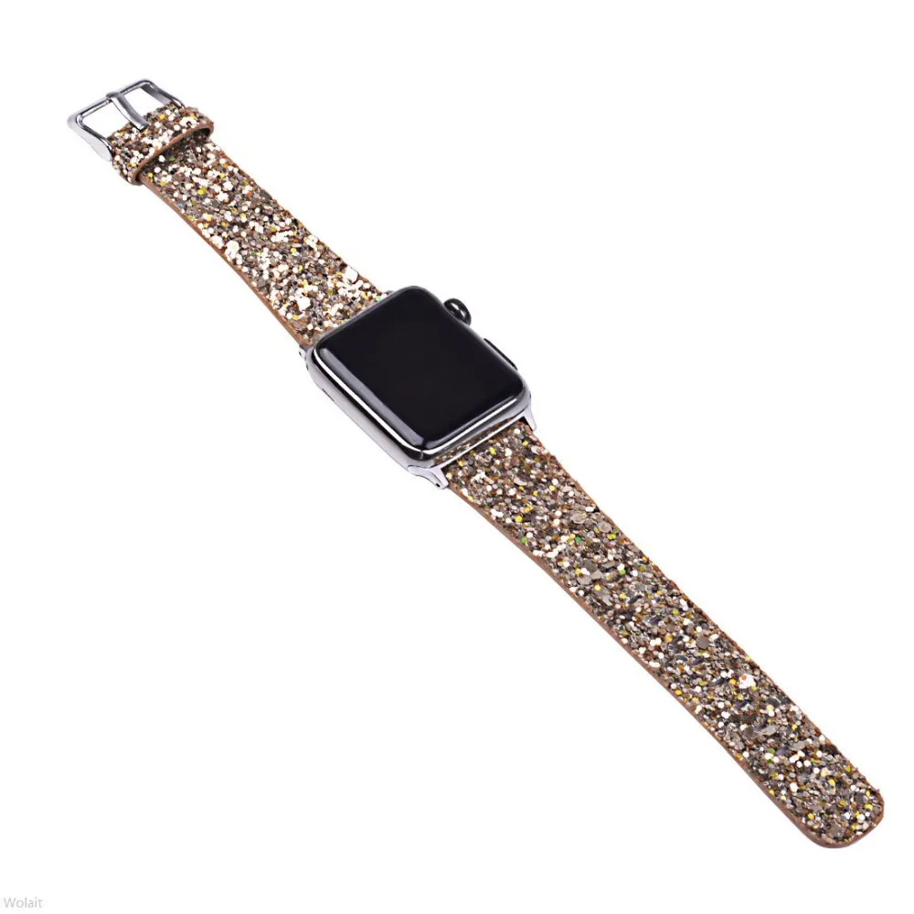 Кожаный ремешок для apple watch Band apple watch 5 4 3) 44 мм/40 мм, 42 мм, 38 мм, версия наручных часов iWatch, 5/4/3/2/1 Браслет bling Ремешок пояс