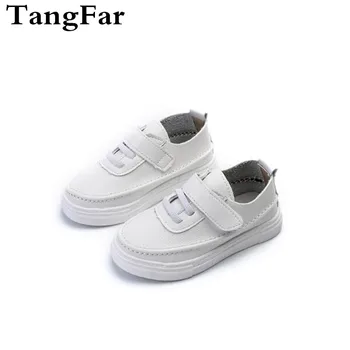 

Children Sneakers White Soft Leather Sports Shoes For Kids PU Leather Fashion Damping Causal Sneaker Hot Items 2019