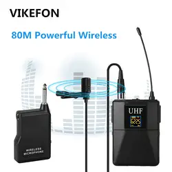 VIKEFON Профессиональная UHF Беспроводная микрофонная система Lavalier лацкан микрофонный приемник + передатчик для видеокамеры диктофон