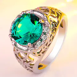 S925 Серебряное кольцо с зеленым драгоценным камнем ювелирных изделий выдалбливают Ретро бирюзовый драгоценный камень ювелирные изделия S925