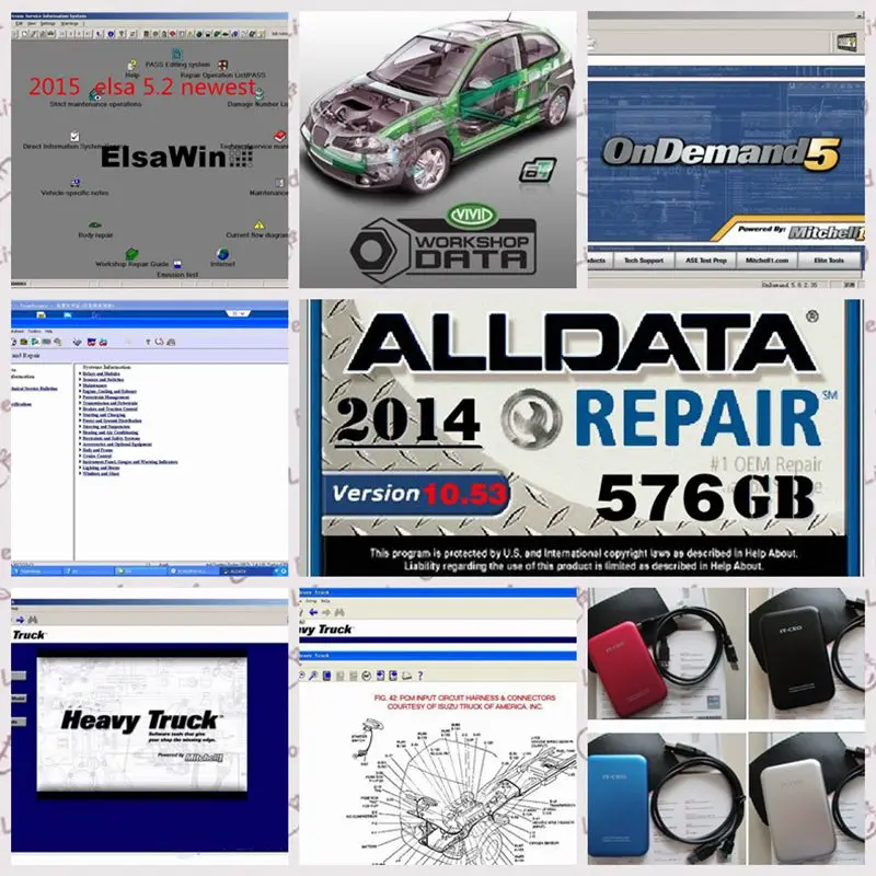 

Auto Repair Software Alldata 10.53 +V.ivid WorkshopData + m.itchell on demand 2015 car Repair Manual 50 software with HDD 1tb