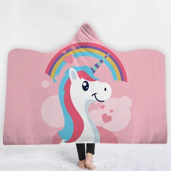 

Blankets hats sofa comfortable cartoon Rainbow girl style Blankets keep warm soft pink bottom good quality new Blankets