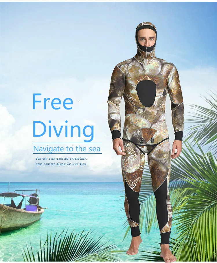 Новинка, 5 мм, камуфляжный мужской костюм для дайвинга из двух частей, неопреновый водонепроницаемый теплый костюм для рыбалки, одежда для серфинга, размер S-XXL