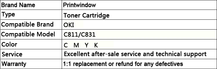 Printwindow совместимый тонер-картридж для OKI C811/C831