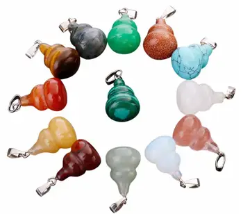 

100pcs/lot Wholesale fashion good quality mixed natural stone gourd shape charms necklace pendants for jewelry making