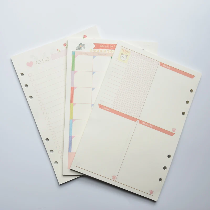 MaoTu цветная Милая Бумага-наполнитель для спирального блокнота еженедельник A5 A6 Kawaii DIY внутренний основной дневник