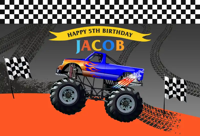 7x5ft Hot Wheel Birthday Party Custom Photo Studio Backdrop Truck