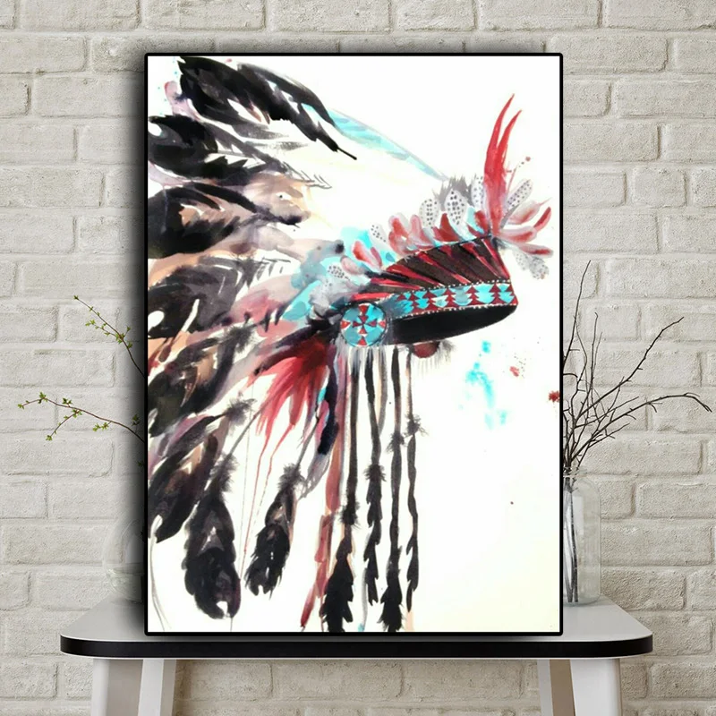 

Watercolor Native Indian Abstract Oil Painting on Canvas Posters and Prints Cuadros Wall Art Picture for living room