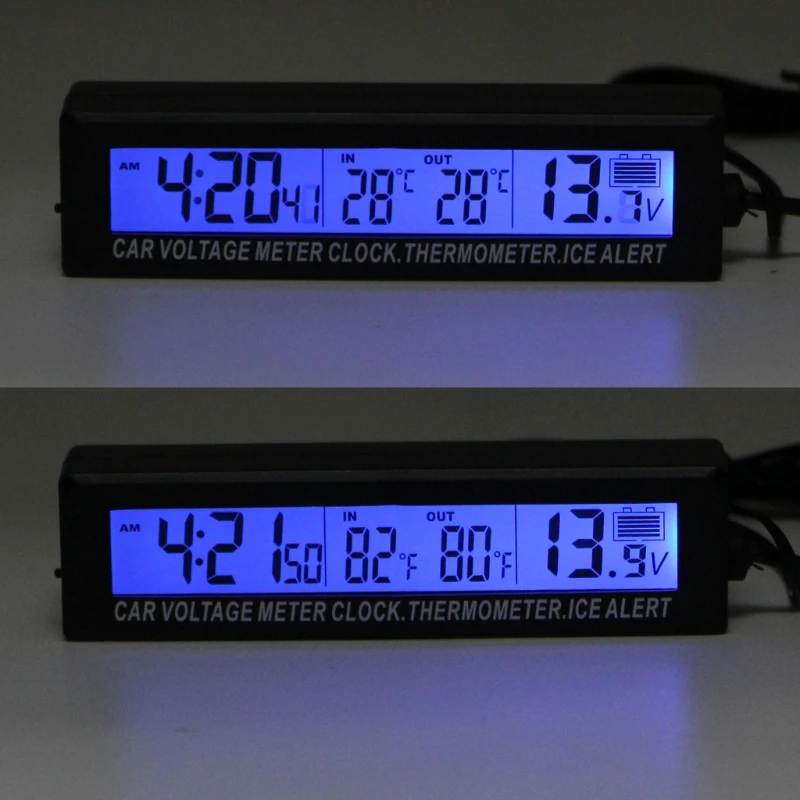 Новые автоматические черные часы автомобильное напряжение цифровой термометр температуры Будильник