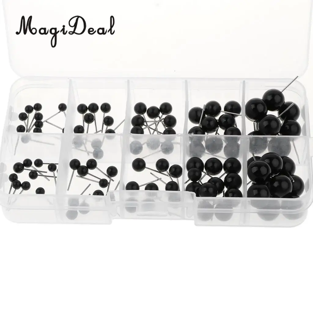 100 Pieces 4mm, 5mm, 6mm, 8mm, 10mm  Safety Round Eyes for Bear Plush Puppet Doll DIY Making Sewing Supplies