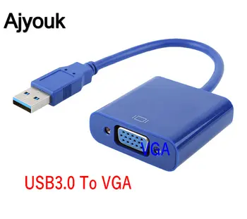 

100PCS USB3.0 To VGA Video Graphic Card Display External Cable Adapter For Windows 7/8/8.1/10 Laptop, PC, Monitor, Projetor Blue