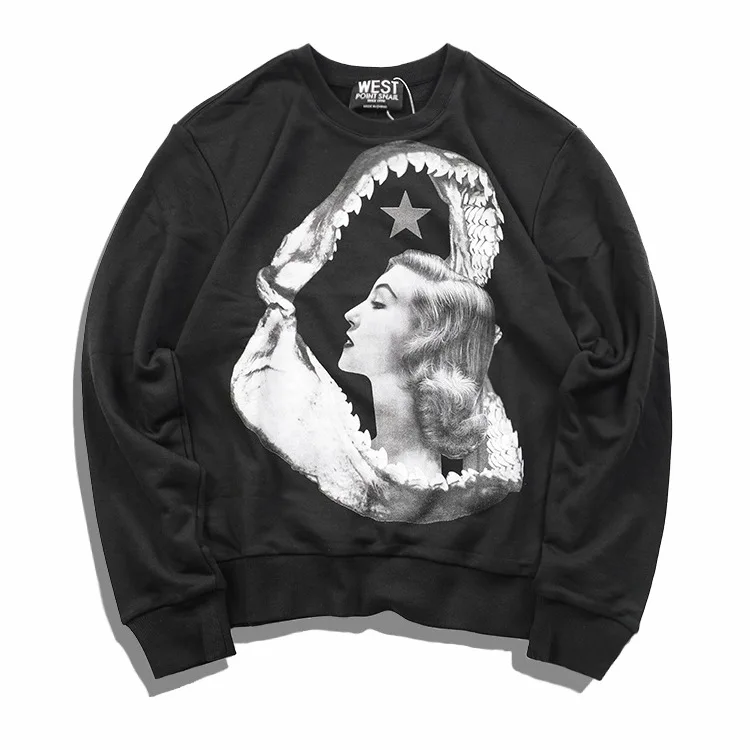 

New High Men Shark teeth beauty star gentleman Hoodies Hoody hooded Sweatshirts velvet Cotton Drake Thicken Fleece #d72