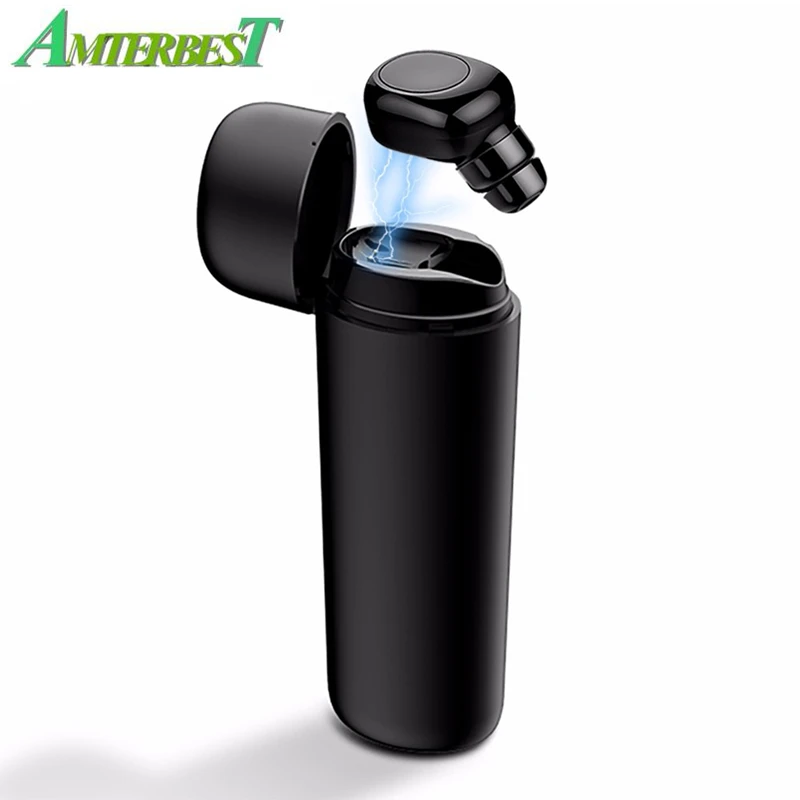 

AMTERBEST Mini Wireless Bluetooth Headset Stereo Deep Bass Sports Earphone with Charging Box 2200mAh Power Bank for Smart Phones