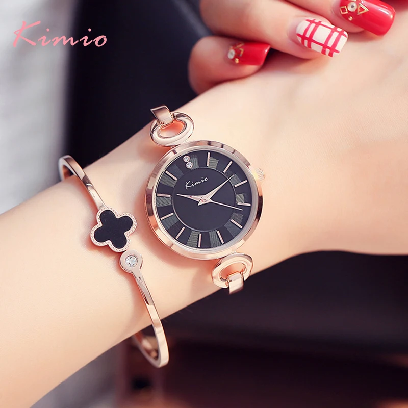 

Kimio Brand Ladies Bracelet Quartz Watches Simple Big Dial Gold Color Dress Watch For Women With Box Cristmas Gift
