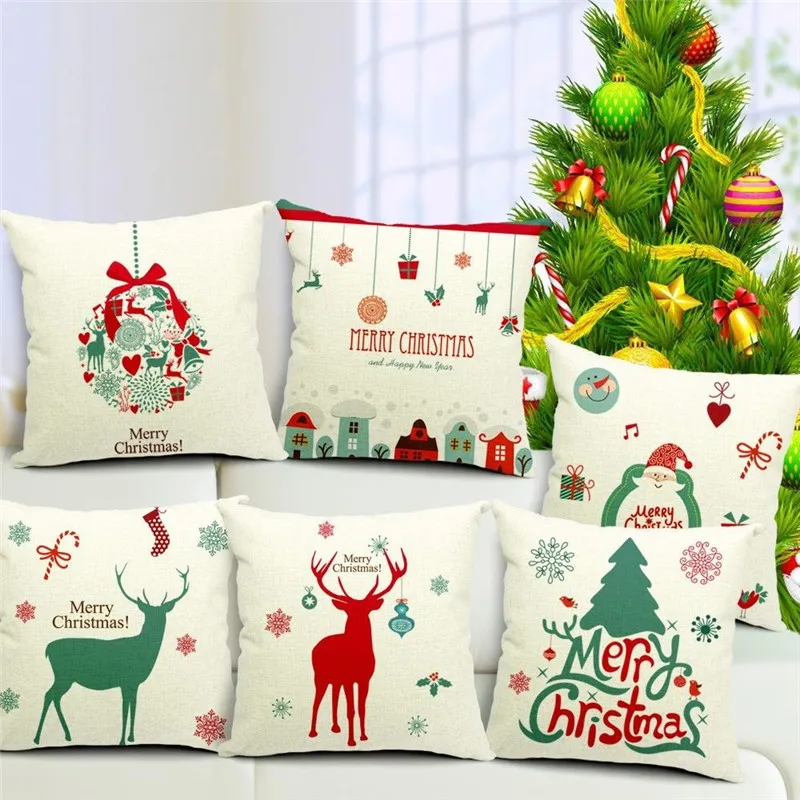 

Christmas Style "Baby i store" Hot Item Cushion Cover Cotton Linen Christmas Gifts Cushion Christmas Tree Throw Pillow Pillows