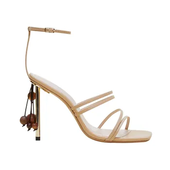 

White Leather Women Summer Sandals Ankle Strap 10cm High Heels Shoes Sandalias 2019 New Fashion Chaussures Femme