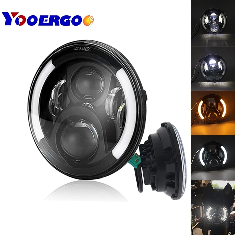 

7 inch round Motorcycle Projector Daymaker LED Headlight With Halo & DRL &Turn light For Harley Davidson Street Glide