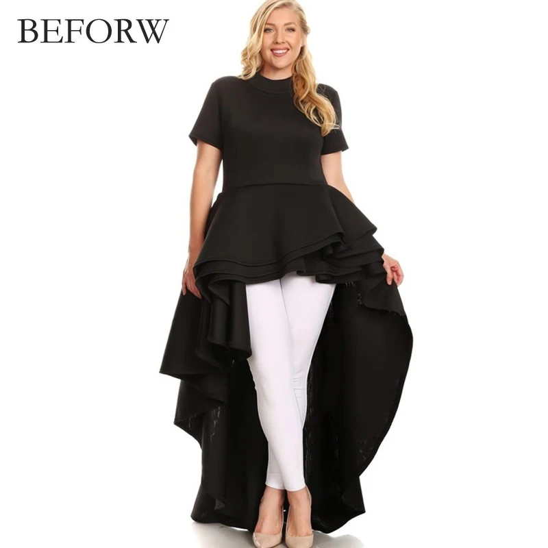 BEFORW 2018 Круглая шея Короткий рукав платье женская одежда мода нерегулярный