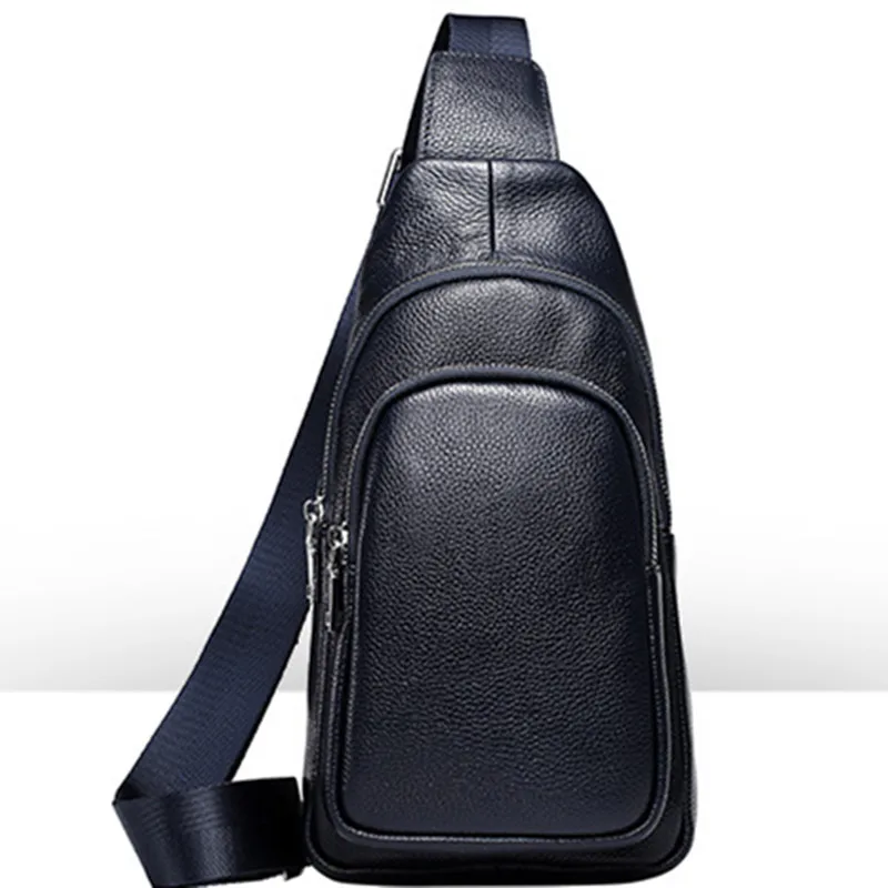 

Men Retro chest pack 100% Genuine Leather Shoulder Bag cow leather Chest Bag free shipping new 2019 Messenger Bag