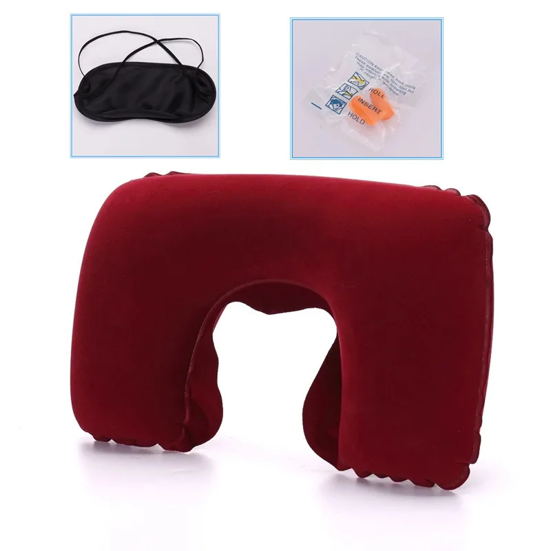 u-образная надувная подушка для путешествий, мягкая подушка для шеи с самолетом, аксессуары для путешествий, портативная складная подушка для сна, домашний текстиль - Цвет: E-1