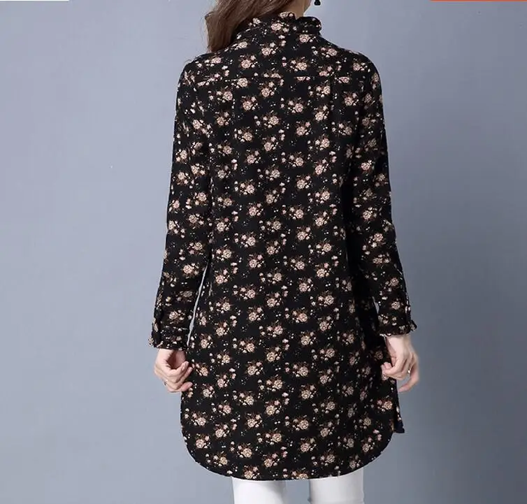 En Bleu xl Longue rouge Imprimé 2019 Long Coton Nouvelle Femmes Manteau Mode Chaude Veste Pur M Chemises Printemps Feuilles Lâche Mince Matelassé RxdwYR6