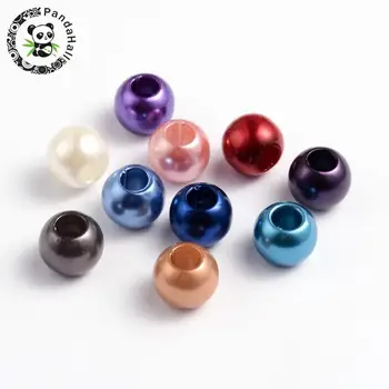 

Acrylic European Beads, Large Hole Beads, Rondelle, Mixed Color, 10x12mm, hole: 5mm