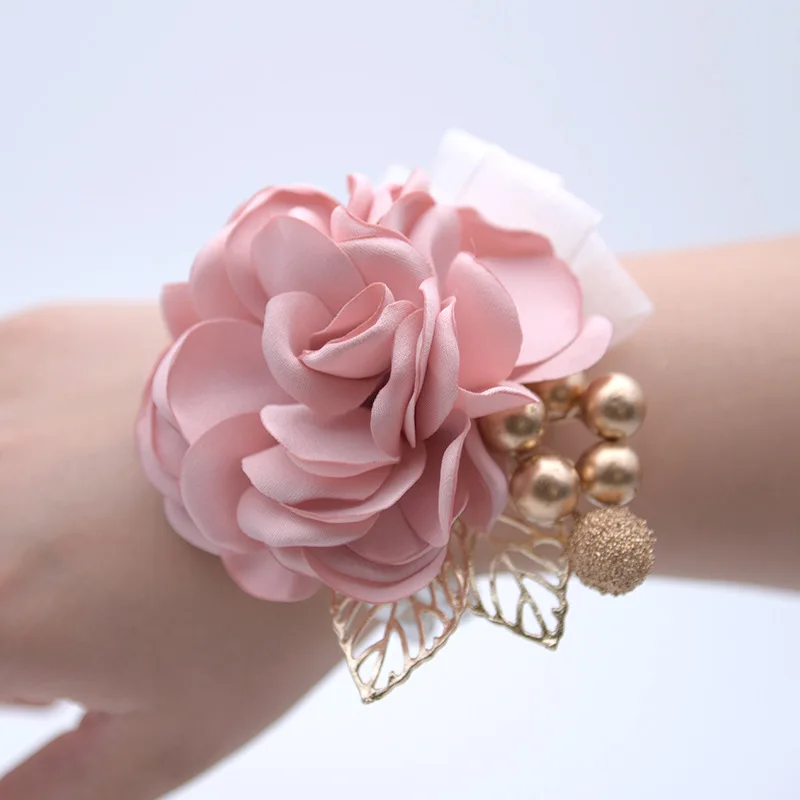 Girl Bridesmaid Wedding Wrist Corsage Party Lace Prom Hand Flower Bracelet UK 