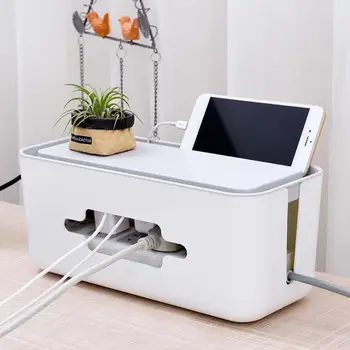 

HOT Desktop Cable Cord Power Strip Storage Box Socket Organizer Case Management