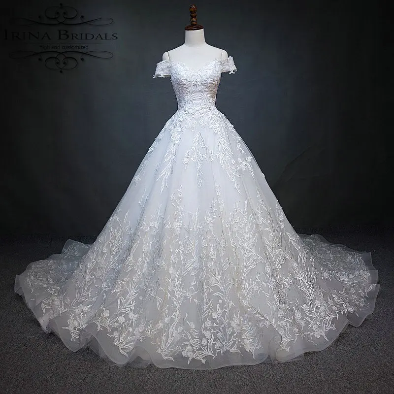 bruidsjurken Off Shoulder Lace Applique Luxury Wedding Dress | Свадьбы и торжества