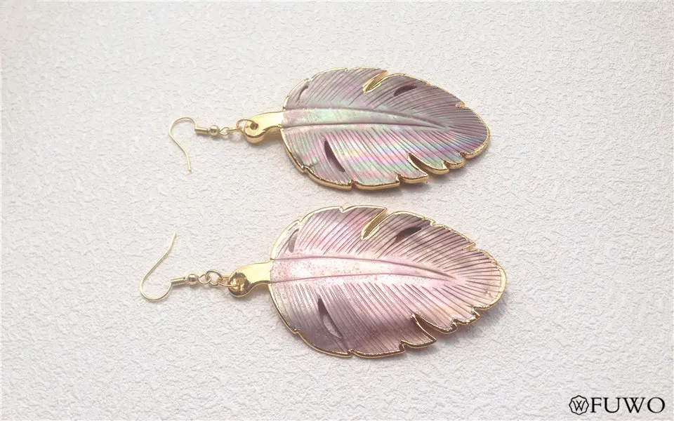 Exaggerated Big Leaves Shell Earrings 8