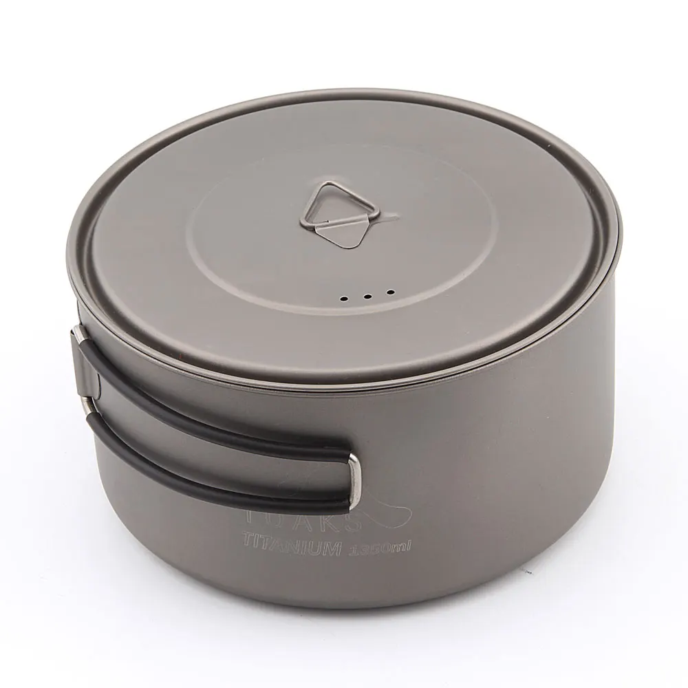 

TOAKS POT-1350 Ultralight Titanium 1350ml Pot with Bail Handle Outdoor Camping Tableware