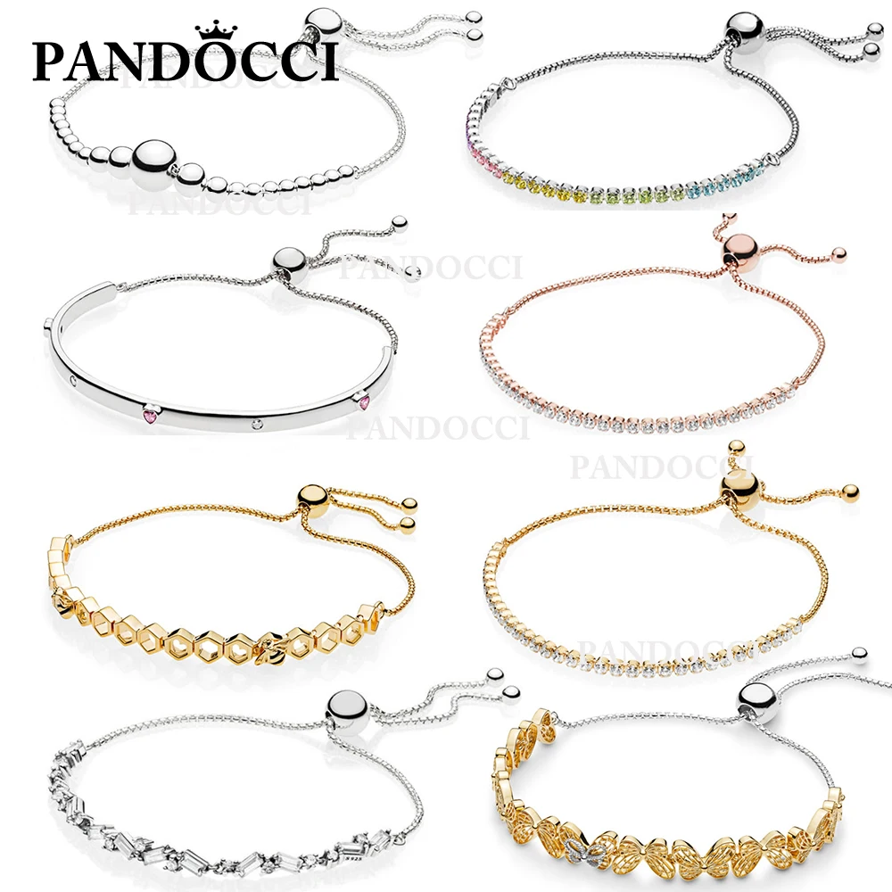 

PANDOCCI 100% 925 Sterling Silver EXPLOSION OF LOVE BRACELET Rainbow Sparkling Strand SHINE HONEYBEE BRACELET Glacial Bracelet