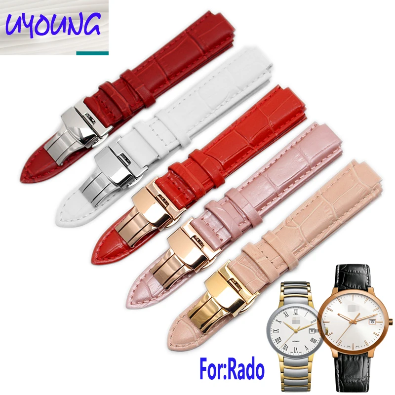 17mm Genuine leather watch band for SwatchYCS YAS YGS Black red Line