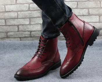 

italian carved fashion men leather shoes male autumn winter leather shoes england style men flat comfortable casual martin boots