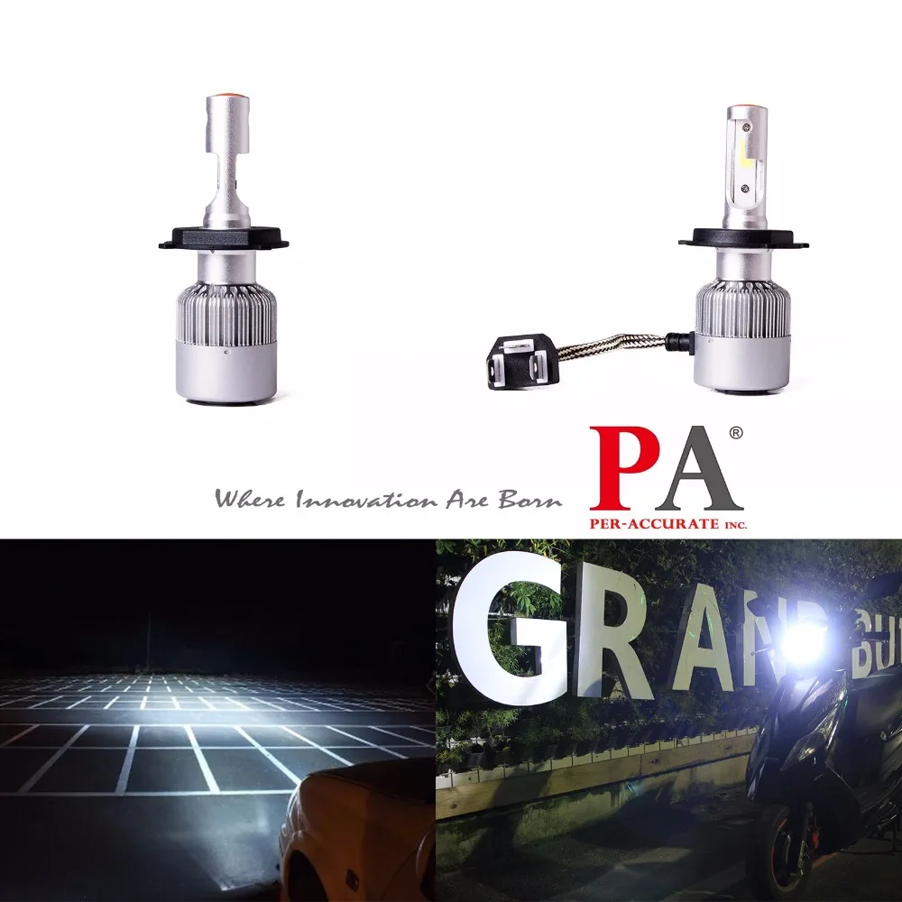 

PA LED 1SET x COB LED Auto Headlight Headlamp Conversion Kit Bulb H4 60W COB LED Light Motorcycle White 9-32V