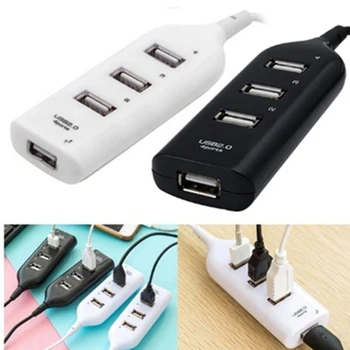 

4 Ports USB 2.0 HUB Plug Expander Adapter With Cable Charging Concentrator Computer Laptop Accessory