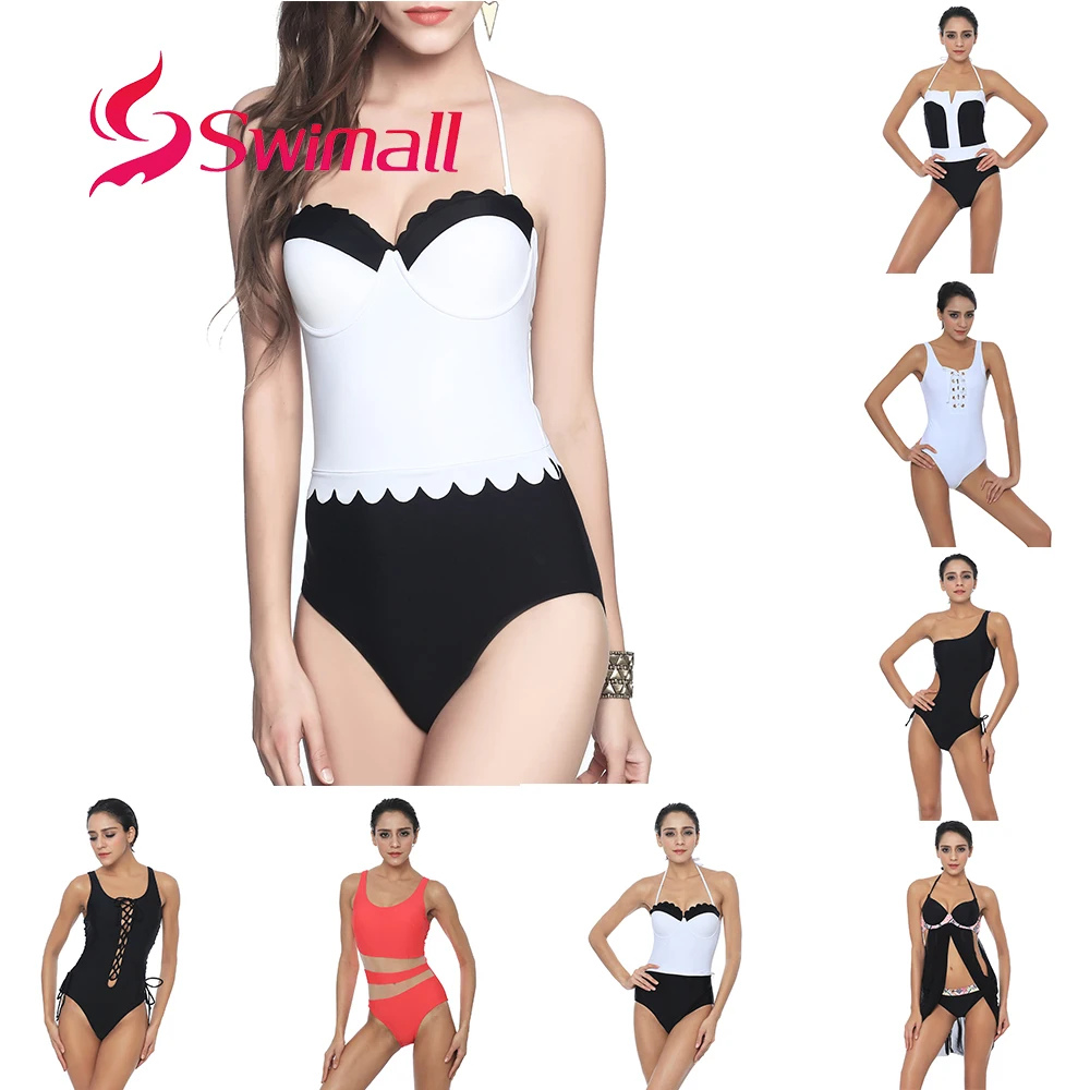 

2019 Sexy Female Retro Swimsuit One Piece Push Up Padded High Waist Swimwear Women bodysuit Monokini Biquini