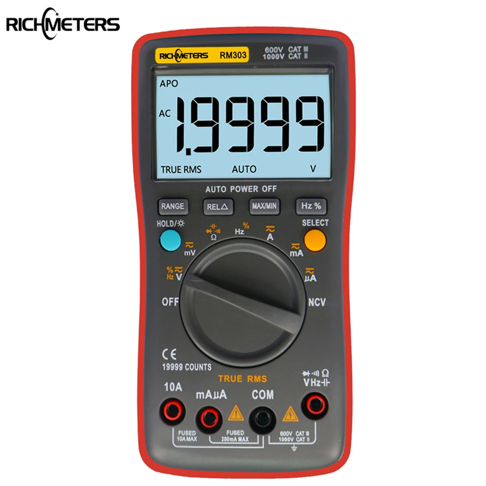 

Digital Multimeter True-RMS 19999 Counts NCV Frequency 200M Resistance AC DC Voltage Ammeter Current RICHMETERS RM303