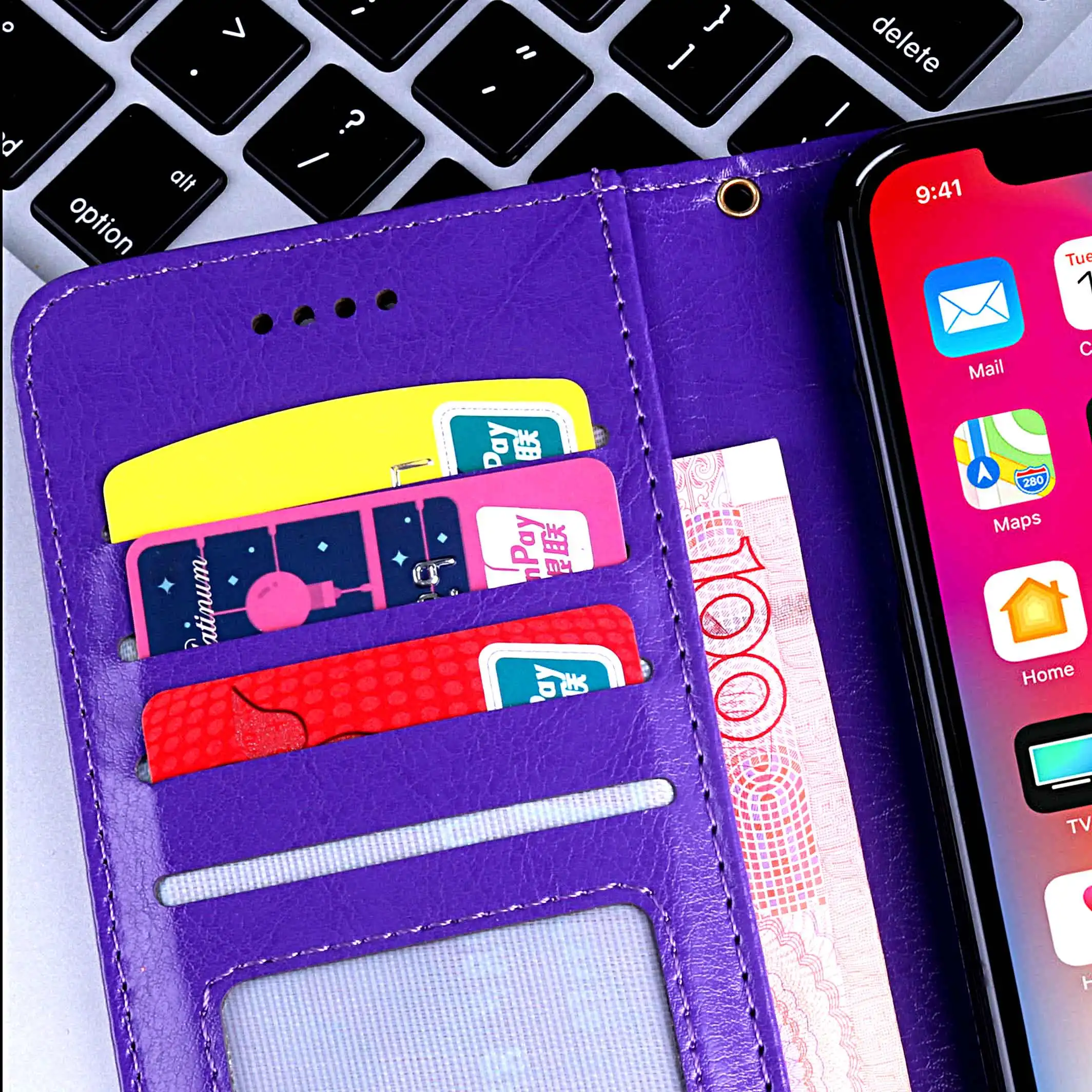Для IPhone 8 Plus X XR XS XSmax установлены блеск с карты карман подставку с шнурки красочные Diamond Глянцевая телефон флип чехол
